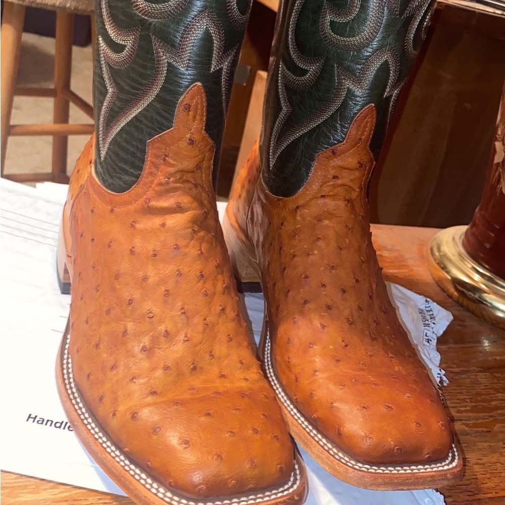 Horse Power Top Hand Collection Ostrich Boots Size 11